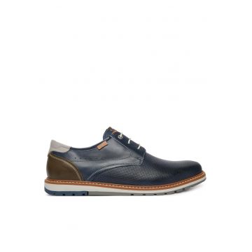 Pantofi barbati -  piele naturala - clasic - albastru