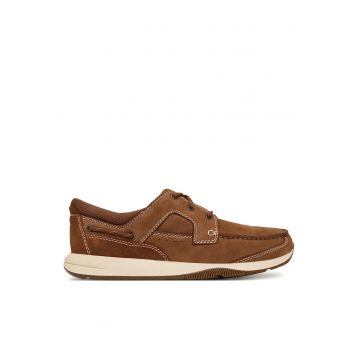Pantofi barbati -  piele naturala/material sintetic - maro