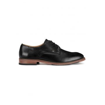 Pantofi barbati -  piele naturala/textil - negru