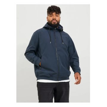 Plus Jacheta softshell cu gluga barbati big sizes - Bleumarin inchis