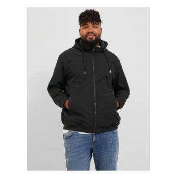 Plus Jacheta softshell cu gluga barbati big sizes - Negru