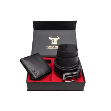 Set portofel si curea - barbati - din piele naturala - Max-Rubber - xxl