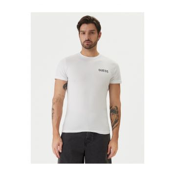 Tricou barbati  bumbac/elastan - slim fit - alb -