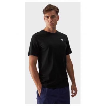 Tricou Casual Barbati -  Cu Material 100% Bumbac - Cudwqf Maneca Scurta - Regular Fit - La Cu Si Cusaturi Plate - Guler Rotund - Tesatura - Negru