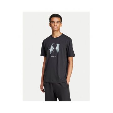 Tricou cu imprimeu pentru barbati  negru - bumbac