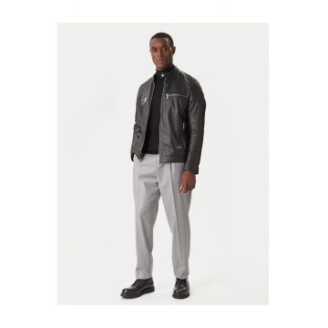 Geaca de piele barbati  negru