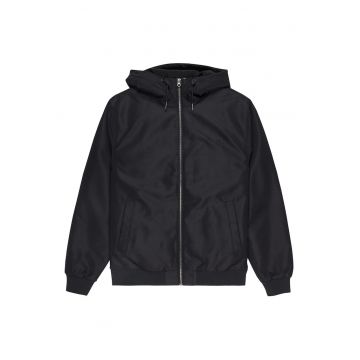 Geaca de tranzitie barbati -  neagra - poliester reciclat - fermoar -