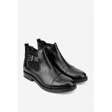Ghete barbati negre din piele naturala cu fermoar