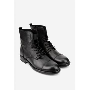 Ghete barbati negre din piele texturata