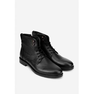 Ghete barbati piele texturata - Negru