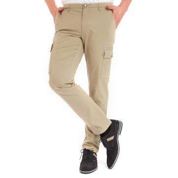 Pantaloni barbati -  Cargo 5501 - bej - talie standard