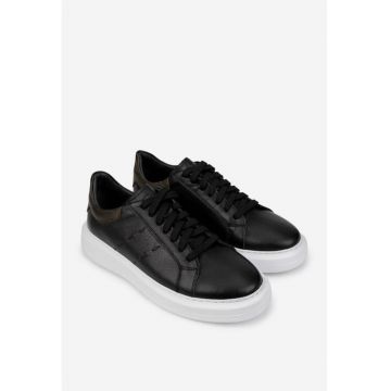 Pantofi barbati confectionati din piele texturata neagra