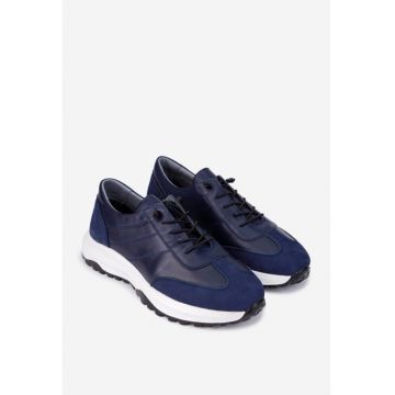 Pantofi barbati din piele bleumarin