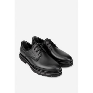 Pantofi barbati din piele naturala neagra