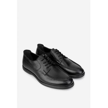 Pantofi barbati din piele texturata neagra