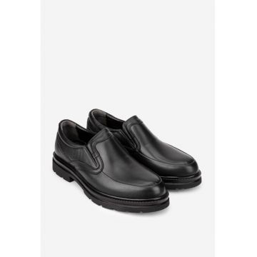 Pantofi barbati piele neagra cu elastic - Negru
