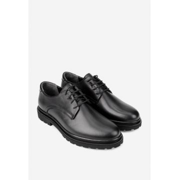Pantofi barbati realizati din piele naturala neagra