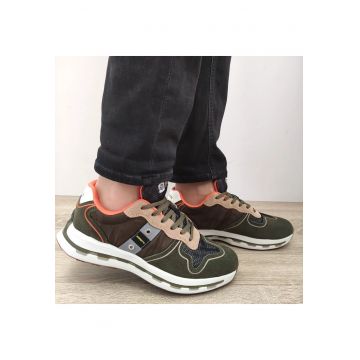 Pantofi Sport Barbati  30160 Verde Kaki + Maro - Verde - Verde