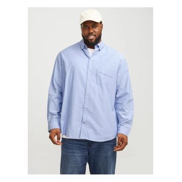 Plus Camasa casual barbati big sizes - din bumbac organic - Bleumarin inchis - Albastru