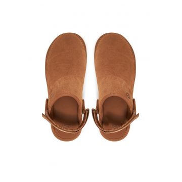 Slapi barbati -  piele naturala - maro - design slip-on -