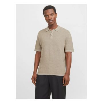 Tricou polo barbati - cu aspect tricotat - Regular Fit - Maro -