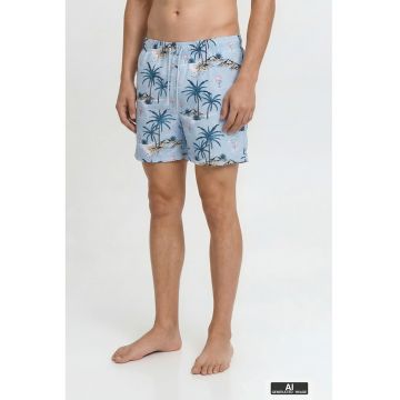 Bermude de baie cu model - Albastru pastel