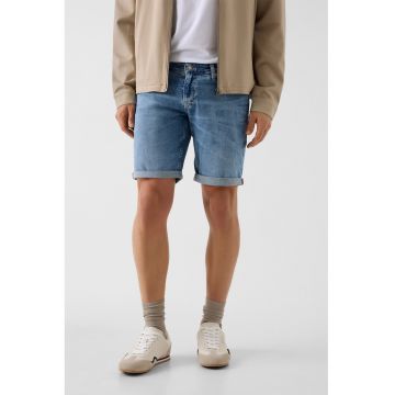 Bermude din denim cu terminatii rulate - Albastru inchis