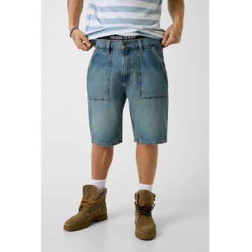 Bermude din denim relaxed fit - Albastru prafuit
