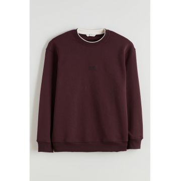 Bluza de trenimg cu croiala lejera si imprimeu text - Maro cognac