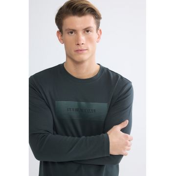 Bluza de trening cu imprimeu text - Verde inchis