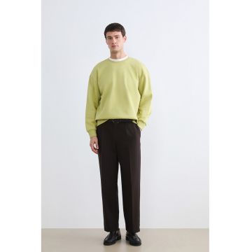 Bluza de trening din amestec de bumbac cu decolteu la baza gatului - Verde fistic