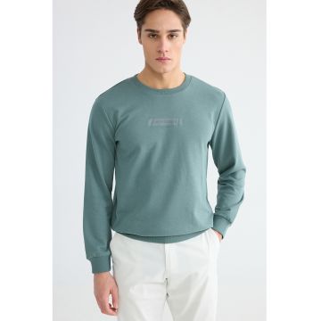 Bluza de trening din amestec de bumbac cu decolteu la baza gatului - Verde pal
