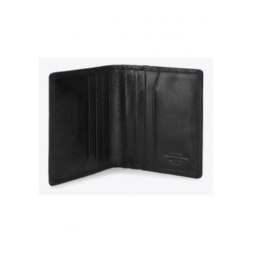Etui din piele pentru carduri  Arizona - 3 compartimente - 9 locuri pentru carduri - negru - 9x10cm
