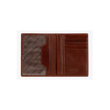 Etui documente  Arizona - piele naturala - 3 compartimente - 12x9cm - maro inchis