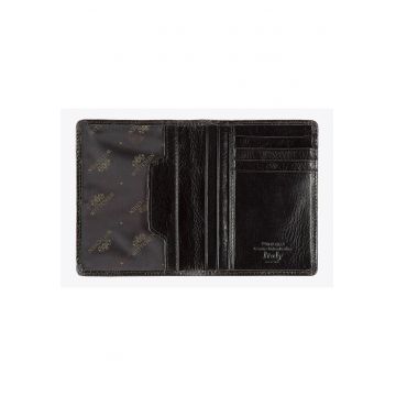 Etui documente din piele naturala  3 compartimente - 12 -5x9 -5cm - maro inchis