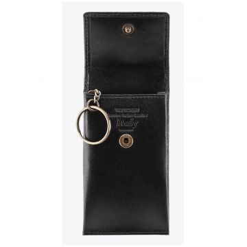 Etui pentru chei  piele naturala - 2 buzunare - 11x6.5cm - negru