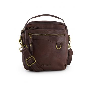 Geanta crossbody din piele cu buzunare multiple