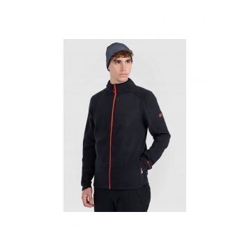 Hanorac sport  Polartec - guler inalt - 3 buzunare - negru - material reciclat -