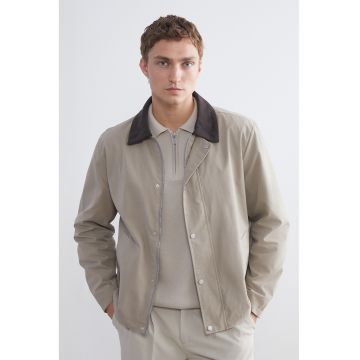 Jacheta regular fit cu guler clasic - Maro inchis/Grej