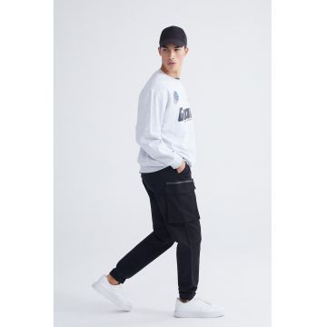 Pantaloni cargo cu talie medie - Negru