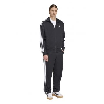 Pantaloni de trening cu aspect texturat si terminatii cu fermoar - Alb/Negru