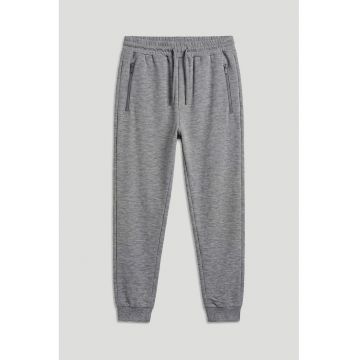 Pantaloni de trening cu buzunare cu fermoar - Gri melange