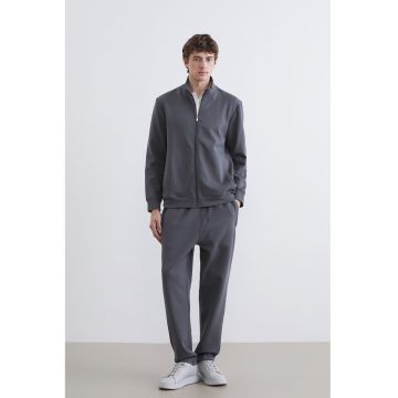 Pantaloni de trening cu croiala dreapta si buzunare - Gri inchis