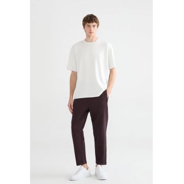 Pantaloni de trening cu croiala dreapta si buzunare - Violet pruna