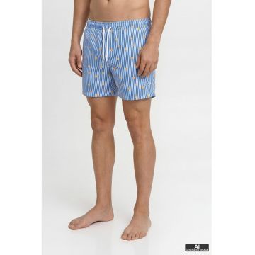 Pantaloni scurti de baie cu imprimeu grafic - Albastru azur