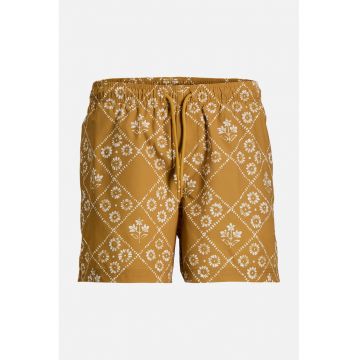 Pantaloni scurti de baie cu imprimeu grafic - Galben sofran
