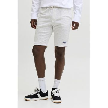 Pantaloni scurti de trening cu logo - Negru stins/Gri deschis melange