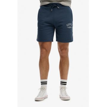 Pantaloni scurti de trening din amestec de bumbac - Bleumarin