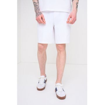 Pantaloni scurti uni cu elastic in talie - Alb optic