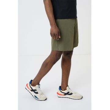 Pantaloni scurti uni cu elastic in talie - Kaki inchis